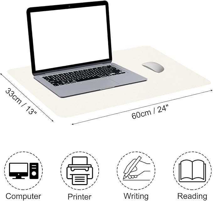 PATIKIL Large Desk Mat, 24"x13" Non-Slip Waterproof PU Leather Large Desk Pad Large Desktop Protector Cover Dual Sided Desk Pad for Office Home Work Study, Cream