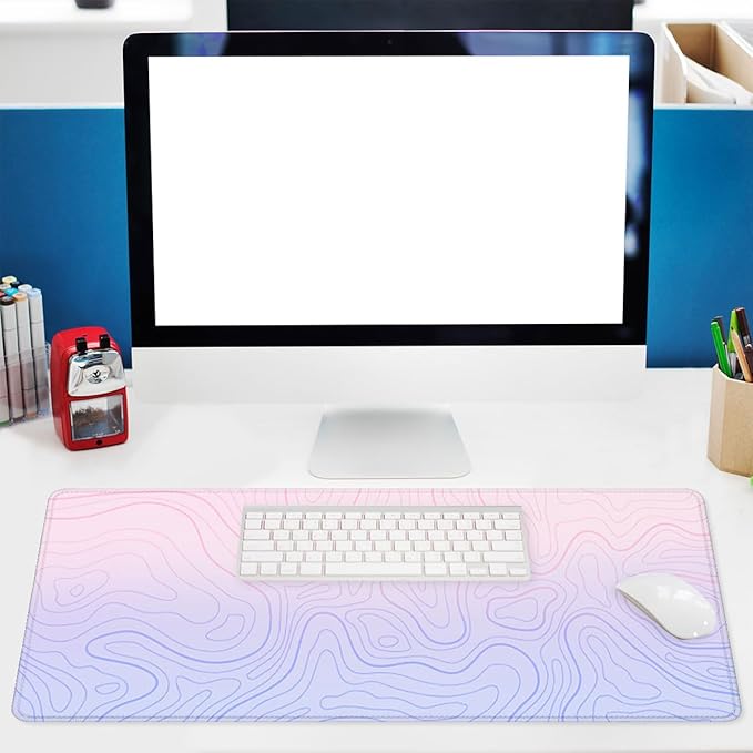 Abstract Lines Gaming Mouse Pad Pastel Gradient XL Mouse Pad Large Mousepad Extended Laptop Keyboard Mat Gaming Desk Pad Mouse Mat Office Computer Keyboard Laptop 31.5"x11.8"