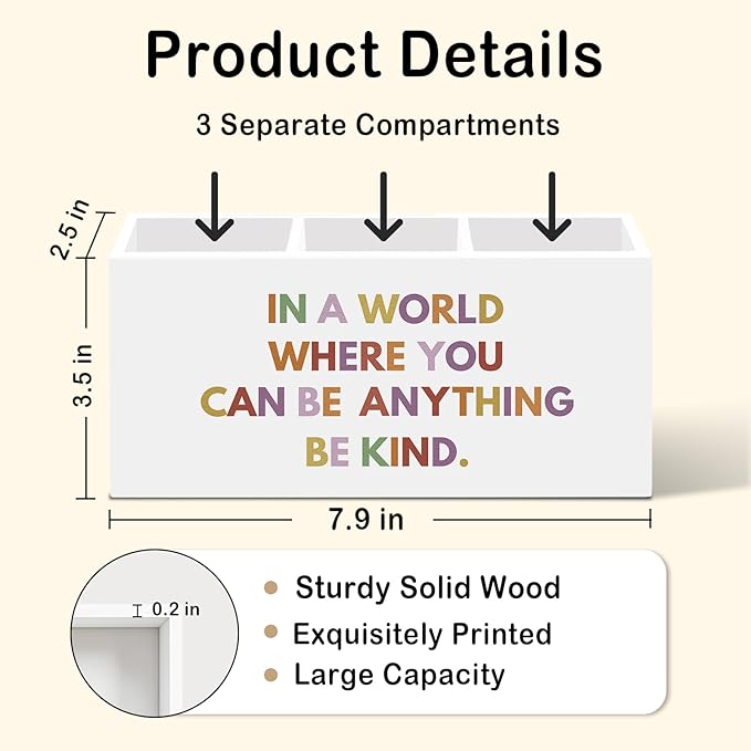 Be Kind Inspirational Pen Pencil Holder for Desk, Positive Motivational Office Desk Accessories, Boho Makeup Brush Toothbrush Holders Organizer for Office Classroom Bathroom