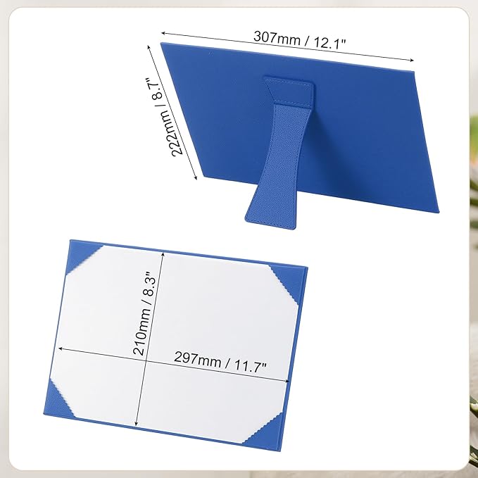 PATIKIL 8.5x11 Certificate Holder with Stand, Single-Sided Document Holders Horizontal for Award Diploma Graduation Achievement Business License, Blue