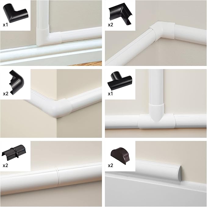 D-Line Mini Cable Trunking Clip-Over Accessory Multipack | Join Multiple Lengths of 30x15mm Mini Cable Cover | 10 Piece Electrical Trunking Accessory Multipack - Black