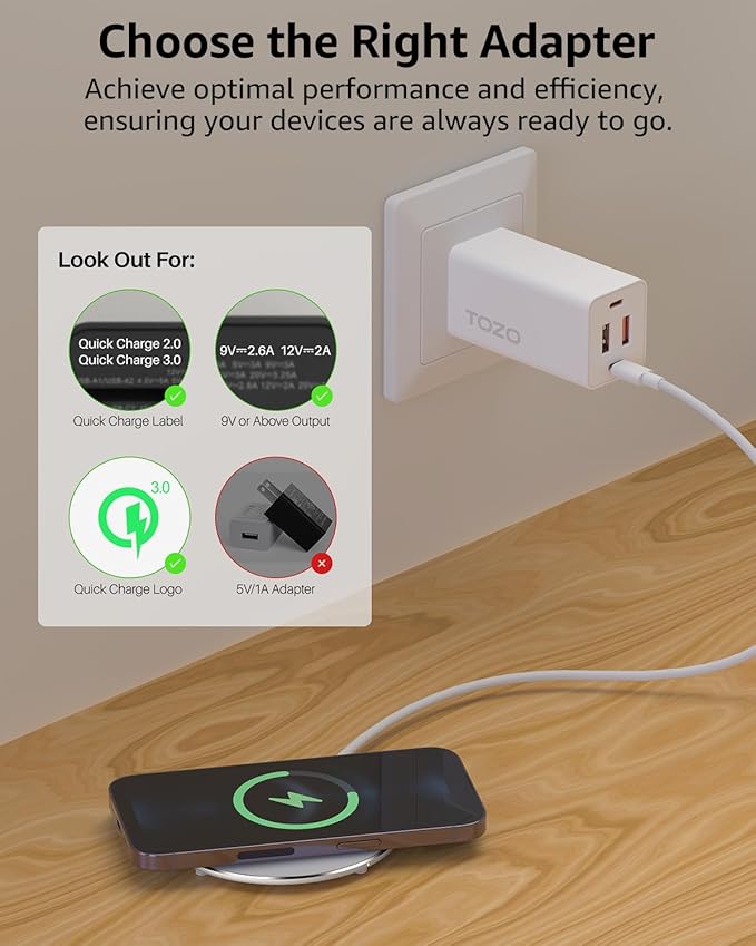 TOZO W1 New Anti-Slip Aircraft-Grade Aluminum Wireless Charger 15W Max Fast Wireless Charging Pad Compatible with iPhone 17/17 Pro/17 Pro Max/Air/16/15/14/SE Series, Samsung Galaxy S25/S24/S23, Silver