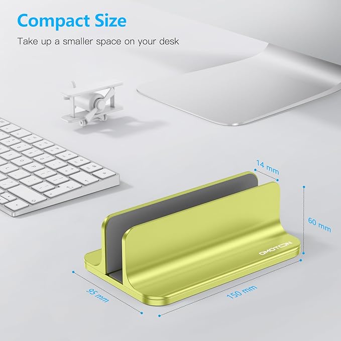 OMOTON Vertical Laptop Stand Holder, Desktop Aluminum Stand for MacBook with Adjustable Dock Size, Fits All MacBook, Surface, Chromebook and Gaming Laptops (Up to 17.3 inches), Green