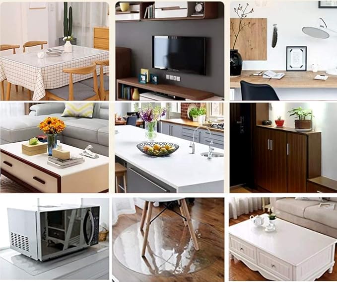 NECAUX Custom Multi-Size 1.5mm Thick Frosted PVC Table Cover Protector - 36 x 60 Inch Dining Room Table Rectangular Vinyl Non-Slip Desk Pad for 5 Foot Coffee Table/Writing Desk