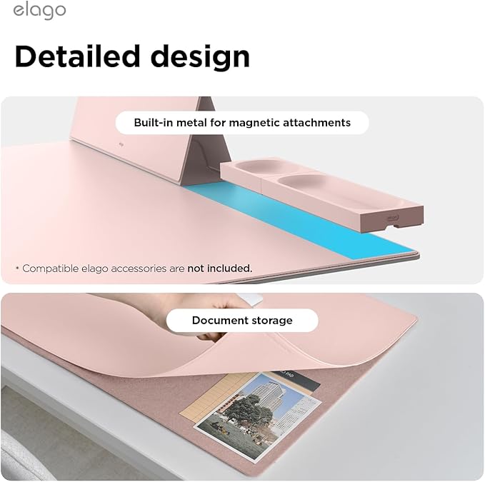 elago Smart Magnetic Desk Mat Compatible with All Magnetic Products -Paper Protector, Mouse Pad, Laptop, Non-Slip Top, Premium Waterproof Writing Pad for Office and Home (Lovely Pink) [Large]