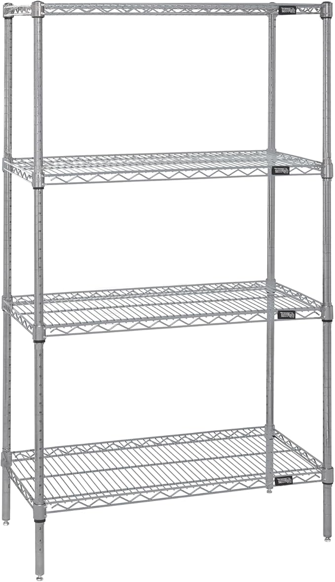 Quantum Storage Systems WR74-1430S Starter Kit Wire Shelves Stainless Steel 4 Shelves 74" H x 30" W x 14" D
