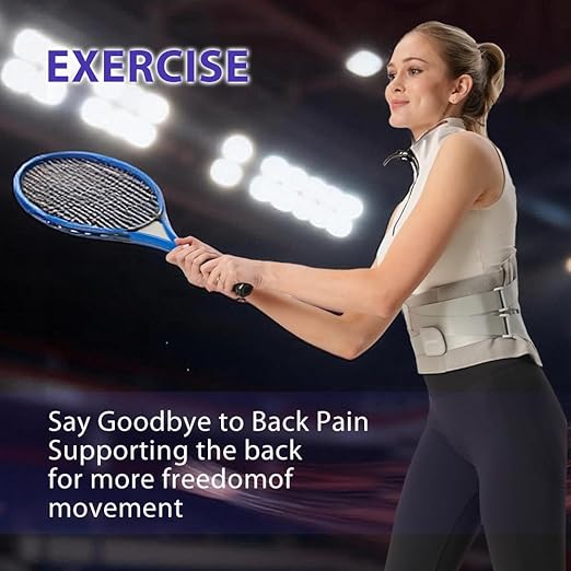 Breathable 4D Knit Back Brace for Lower Back Pain Relief, Lumbar Support - Adjustable Waist Belt with Memory Support Plates & Compression Straps, for Sports, Fitness, Office, Men & Women (Gray, Large)