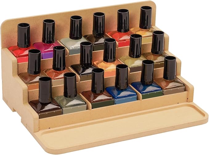 4 Tier Plastic Model Paint Rack - Ink Bottle & Miniature Model Tool Storage Kit, MDF Material Organizer for Tamiya/MR HOBBY Paint & Craft Supplies, GK3