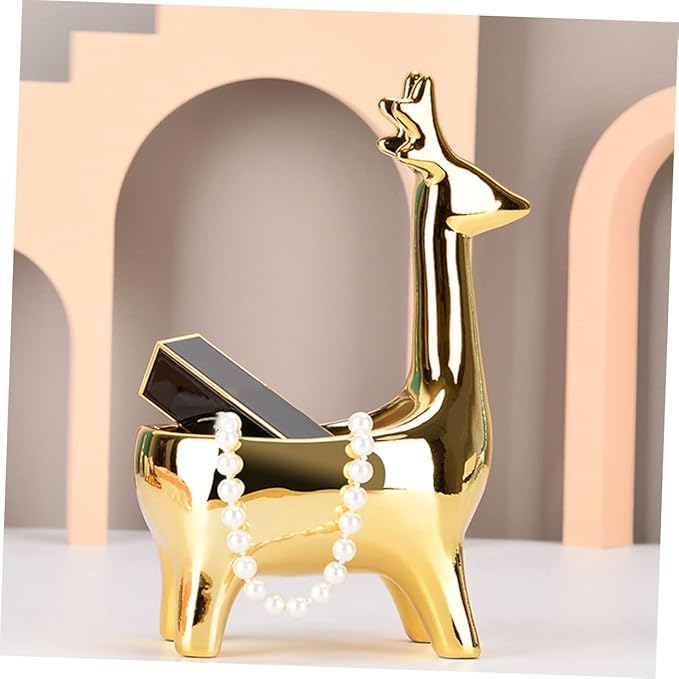 Jewelry Storage Box Deer Shape Deer Shaped Storage Holder Box Desktop Organizer Natural Appearance