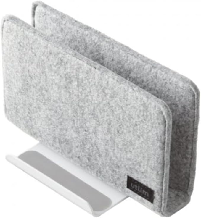 Sonic Utlim Vertical Laptop Stand for Desk, Dock Holder with Felt Cover, Desk Organizer, Storage and Stand for All MacBooks, Windows Laptops, Tablets, and Smartphones, UT-5352-W