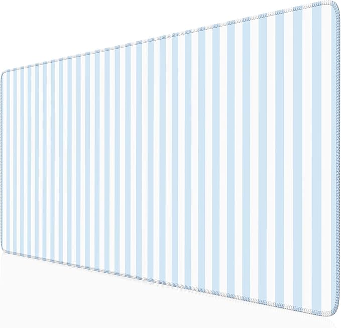 Blue Striped Desk Mat Cute Pastel XXL Large Gaming Mouse Pad Desk Pad Kawaii Aesthetic Home Office Decor Cozy Keyboard Laptop Computer Mat