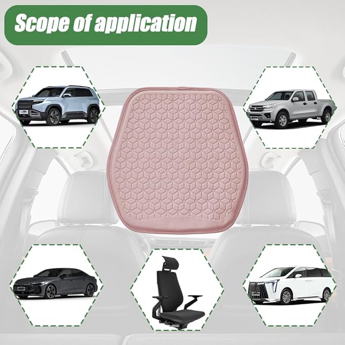 Gel Car Seat Cushion, Office Chair Cushion, Non-Slip & Comfortable Automotive Chair Protector Pad for Driving, Breathable Automotive Front Seats Pad Universal for Car SUV Truck (Pink)