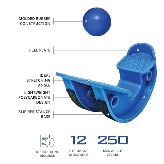 Lumia Wellness Foot Rocker with Massage Ball - Calf Stretcher for Plantar Fasciitis, Achilles Tendonitis, Shin Splints, Heel, Feet Pain Relief - Ankle Wedge Stretches Strained Leg Muscle