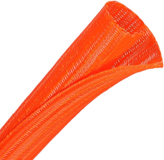 Wire Loom Tubing, 10ft Split Braided Cable Management Sleeve, Flexible Mesh Cord Protector Cable Sleeve for TV Computer (Orange, 3/16")