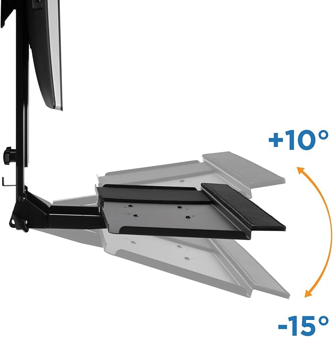 Mount-It! Monitor and Keyboard Wall Mount with CPU Holder, Height Adjustable Standing VESA Keyboard Tray, 25 Inch Wide Platform with Mouse Pad (MI-7919)