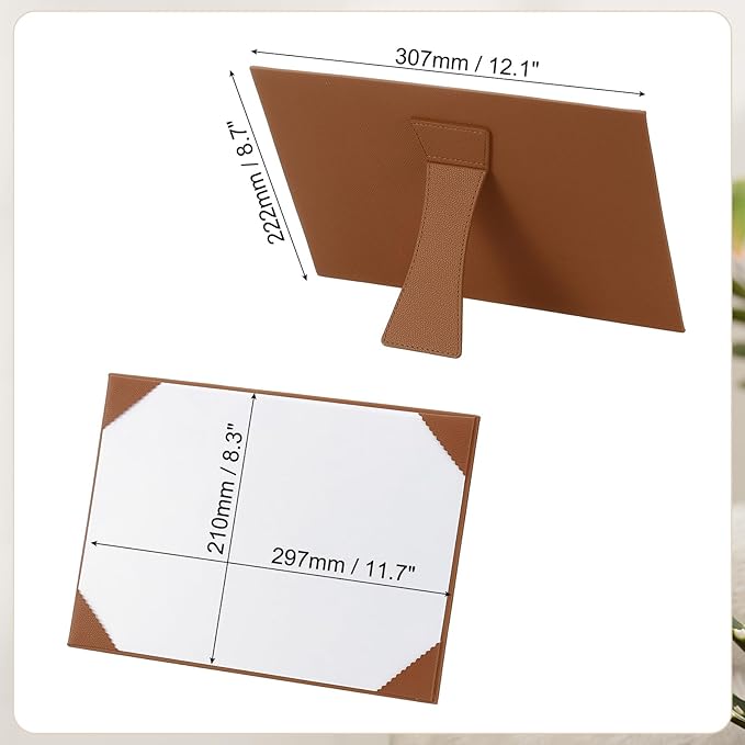 PATIKIL 8.5x11 Certificate Holder with Stand, Single-Sided Document Holders Horizontal for Award Diploma Graduation Achievement Business License, Brown