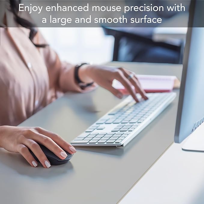 CounterArt Large Light Grey Waterproof Desk Protector 32” x 16” Made in The USA Desk Mat Office Mat Large Mouse Pad