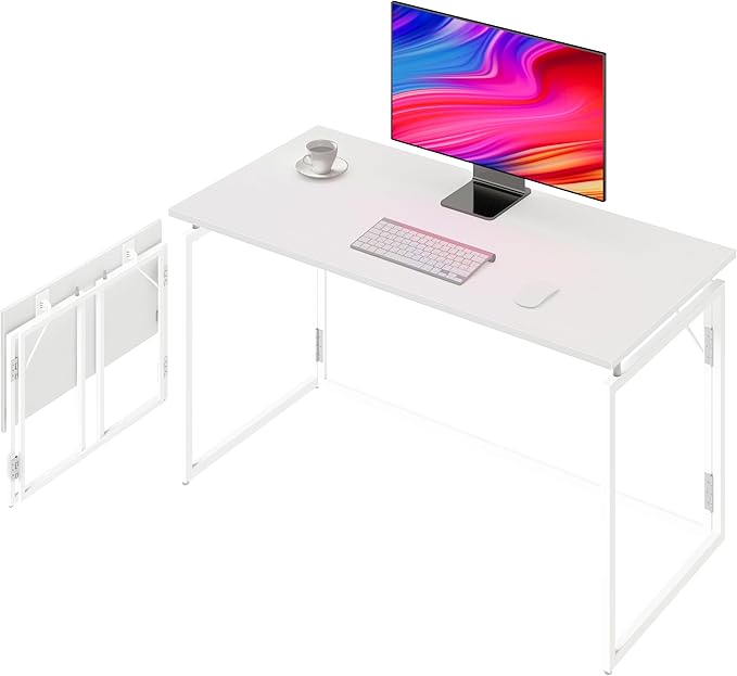alawooder Folding Desk - 31.5" Wood Top Foldable Desk for Small Spaces | No Assembly Required Compact Desk for Home Office, Writing, and Study