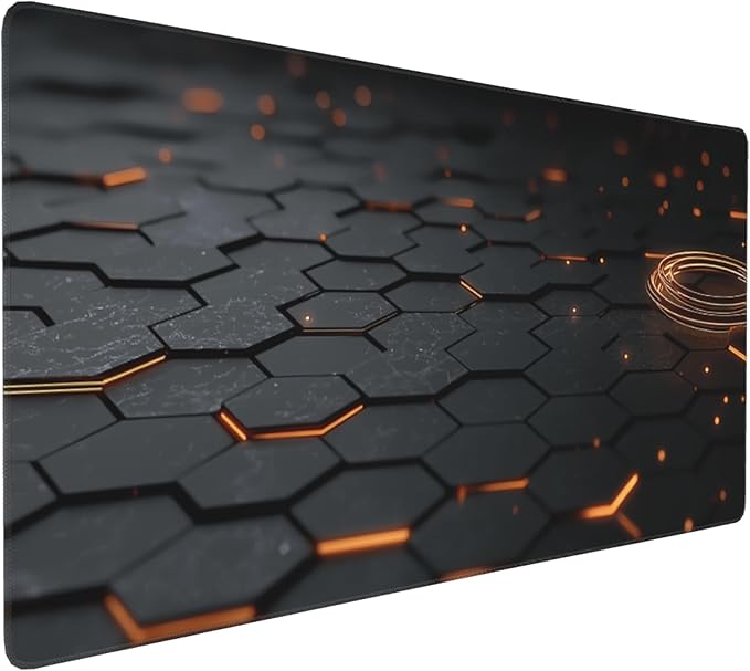 Large Extended Gaming Mouse Pad with Stitched Edges, (35.4X15.7In) Durable Non-Slip Natural Rubber Base, Waterproof Computer Keyboard Pad Mat for Esports Pros/Gamer/Desktop/Office/Home (E)