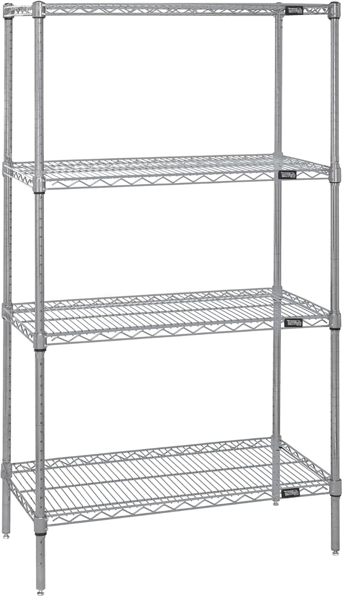 Quantum Storage Systems WR74-2154S Starter Kit Wire Shelves Stainless Steel 4 Shelves 74" H x 54" W x 21" D