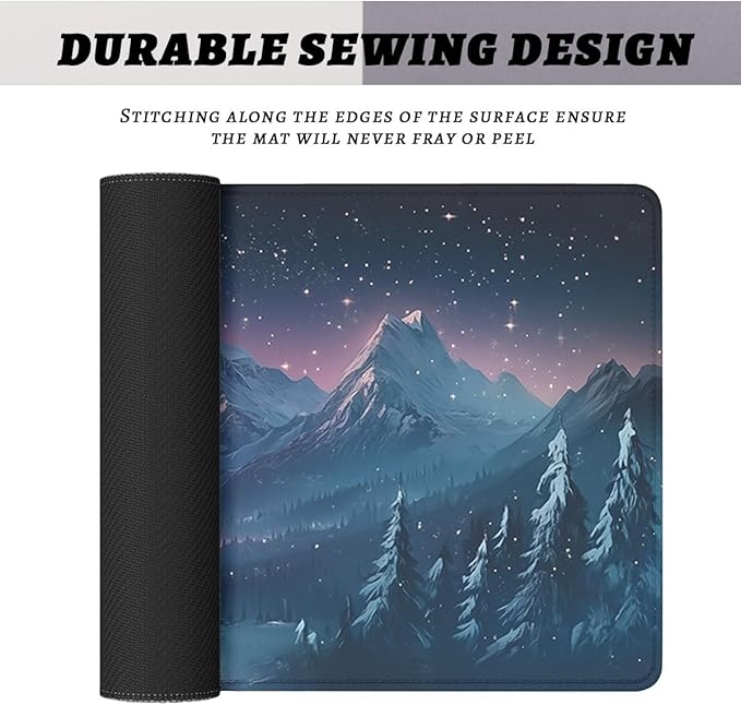 Fantasy City Mouse Pad Night Moon Mountain Landscape Extended Mousepad Waterproof Stitched Edges Rubber Base Non-Slip Deskmap Computer Keyboard Mat 31.5x11.8 Inch