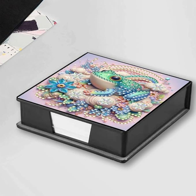 FRANDEK Flog Creative Diamond Art Desk Organizer, DIY PU Note Box with 160 Sheets, All-in-One Gift Set for Craft Lovers, Elegant Mosaic Kits for Home & Office