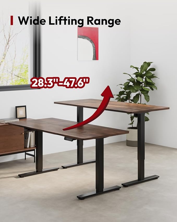 SANODESK Dual Motor Electric Standing Desk 71 x 32 Inches, Height Adjustable Sit Stand Desk with Large Splice Board for Home Office, Computer Workstation, Study & Gaming, Black Frame/Black Walnut Top