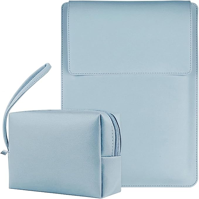 13 Inch Laptop Sleeve for Mac NEO, Precision-Fit Leather Case with Stand and Mouse Pad, Slim Protective Computer Sleeve with Accessory Pouch, Soft Lining(Sky Blue, 13 Inch)