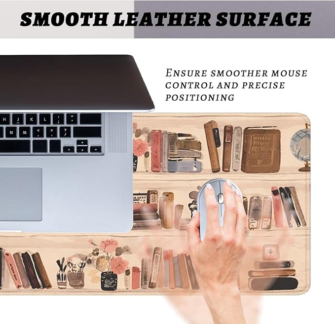 Bookshelf Gaming Mouse Pad Vintage Library Aesthetic Mouse Pad Large Mousepad Extended Laptop Keyboard Mat Gaming Desk Pad Mouse Mat Office Computer Keyboard Laptop 31.5"x11.8"