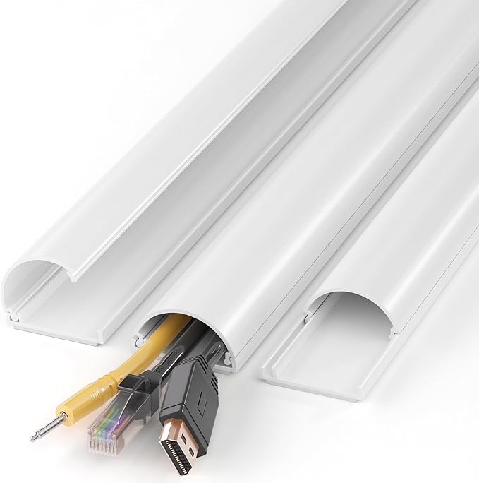 Cord Hider 42.5in(3X L14.2in), Cable Hider for 2-4 Cords, Cord Covers for Wires on Wall, Wire Covers for Cords Wall Mount TV, Cable Raceway White, W1.4in x H0.7in