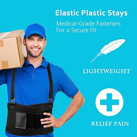 Back Brace for Lower Back Pain Relief - Back Support Belt for Women and Men,Adjustable Removable Suspender Straps,Lower Back Belt for Heavy Lifting work,Moving and Warehouse Jobs 6XL(65"-76")
