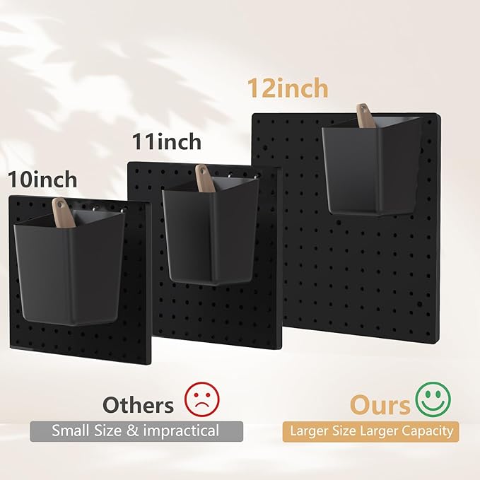 FZK Peg board Kit, Peg Board with Hooks, 30cm*30cm, Includes 4 Black Pegboards and Accessories, Plastic Pegboard,Pegboard Wall Organizer, Garage Storage