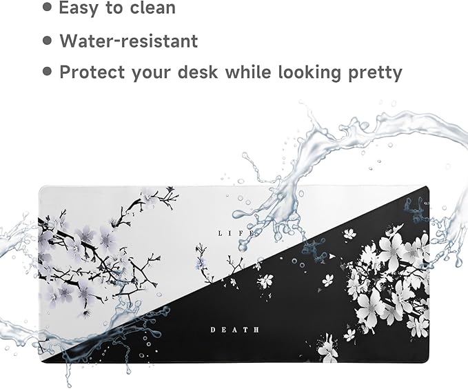 Big Mouse Pad Large Mousepad Gaming Desk Pad Desk Mat Office Decor Accessories (Cherry Blossom in Ink)