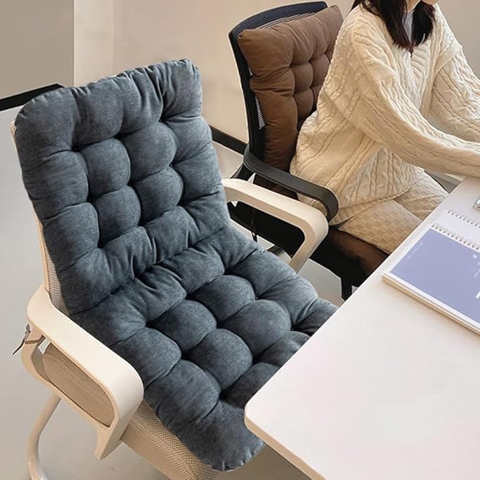 Desk Chair Cushion with Ties Office Seat Cushion Non-Slip Chair Pad with High Back Support for Dorm, Car, Office, Dining Room, Kitchen, Rocking Chairs (Dark Gray)