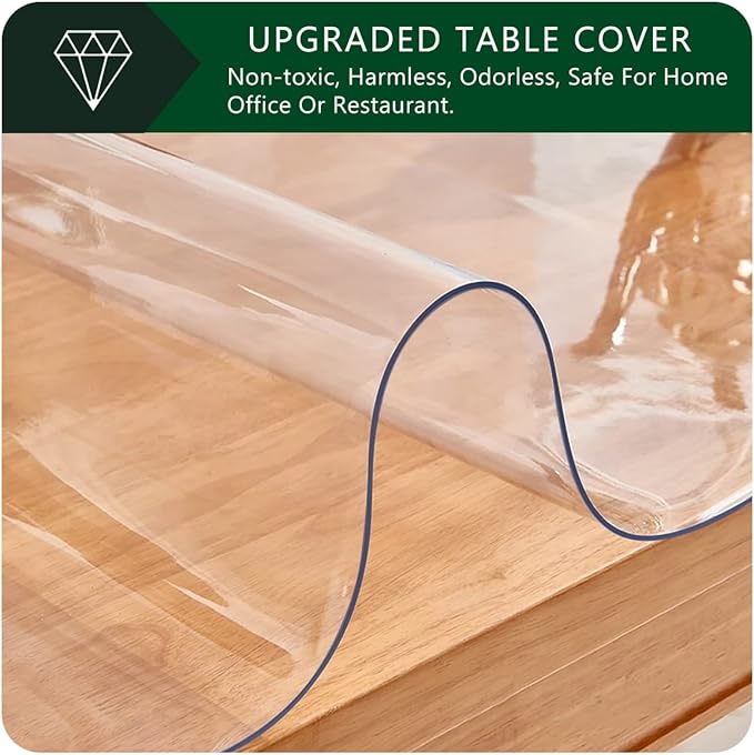56x96 Inch Clear Plastic Dining Table Protector - Crystal Desk Pad PVC Vinyl Top Protection for Coffee Kitchen Bar Countertop Floor Carpet - Waterproof Blotter Under Grill Non-Slip