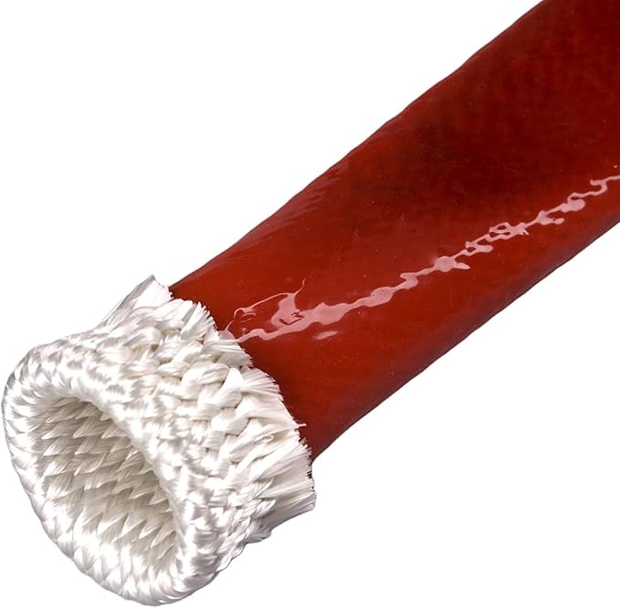 1/2"(12.7mm) ID Fire Sleeve Heat Sleeve Heat Shielded Fire Thermo Armor Silicone Coated Fiberglass for Automotive Hose Lines & Electrical Wiring,5 feet(Red)