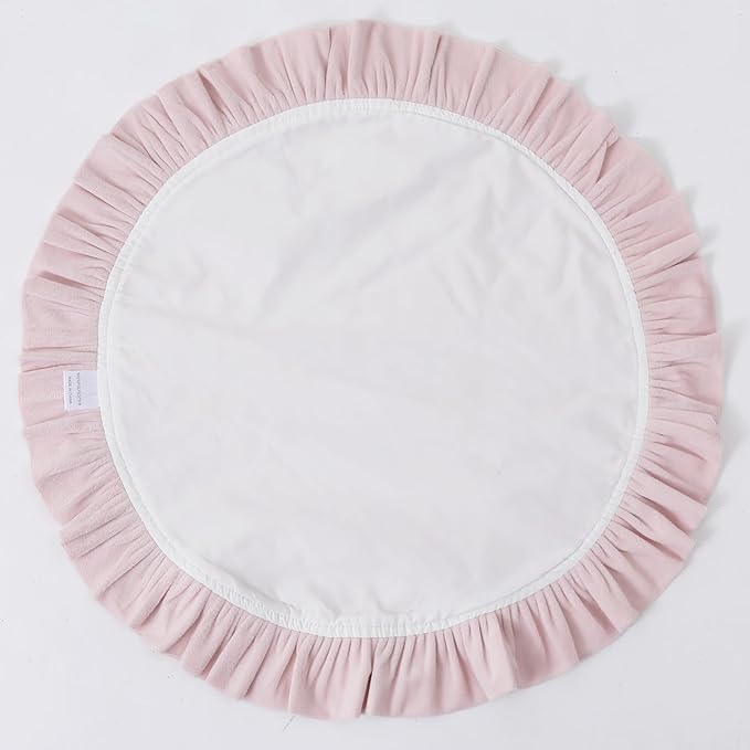 15 Inch Velvet Round Placemat with Ruffle for Dining Table Outdoor Placemats Non-Slip Washable for Gathering, Occasional Decoration and Family Parties Celebrations Set of 4, Pink