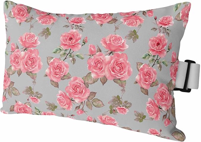 Outdoor Pillows with Insert 1 Pack-11"x16" Spring Summer Pink Rose Floral Vintage Head Pillow for Pool Lounger and Office Chair Lumbar Pillow with Adjustable Strap