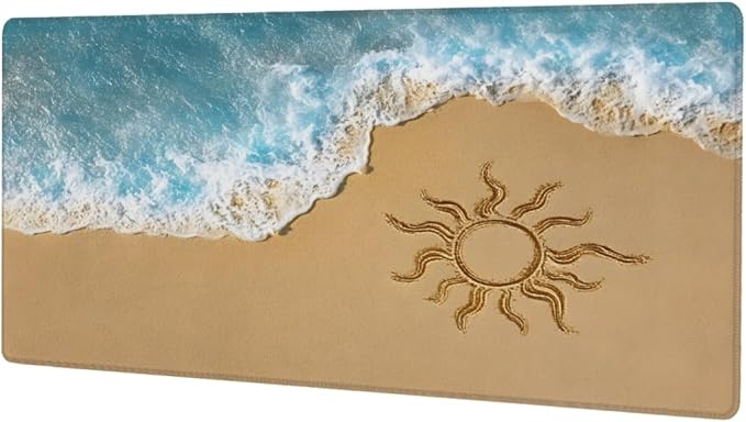 Sea Beach Sun Large Mouse Pad Non-Slip Rubber Long Gaming Desk Mat Big Computer Keyboard Mousepad Waterproof Protector Wristing Pad for Gaming Office Home Decorative 31.5 X 11.8 Inch