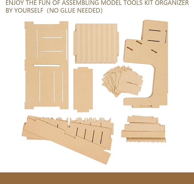 Wooden Model Kit Organizer Rack with MDF Material, Paint Rack, Screwdriver/Brush Holder, For Tamiya Paints and Tools, GK1