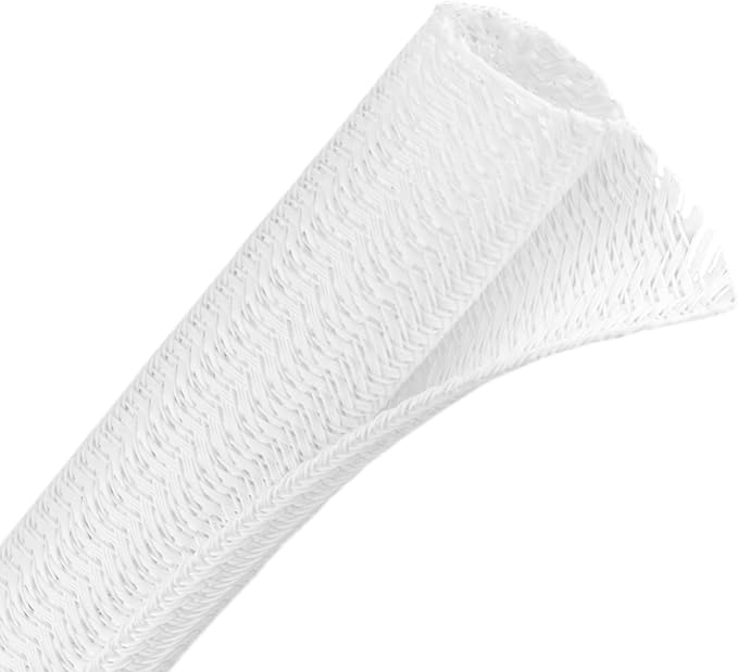 Wire Loom Tubing, 10ft Split Braided Cable Management Sleeve, Flexible Mesh Cord Protector Cable Sleeve for TV Computer (White, 3/16")