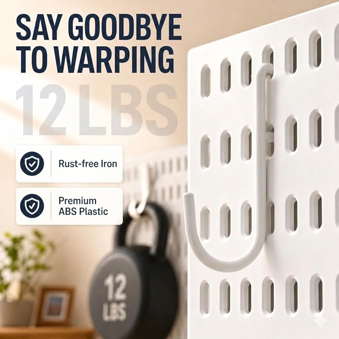 AKTOP Peg Board Wall Organizer 4-Pack – 12"x12" White Pegboard Combination Kit with 13 Accessories for Wall, Plastic Peg Board Panels for Home, Office, Garage Tool Storage & Craft Room