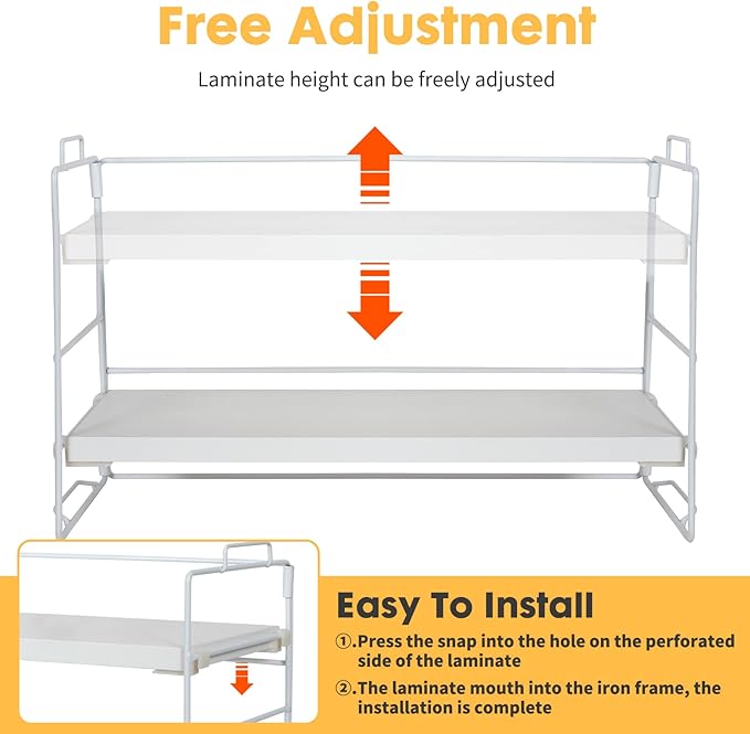 ShellKingdom Desk Shelf Organizer, 3 Tier Desktop Shelves, Adjustable Bookshelf Storage Rack and Office Cubicle Decor for Tabletop, School, Office, Dorm Organization (White)
