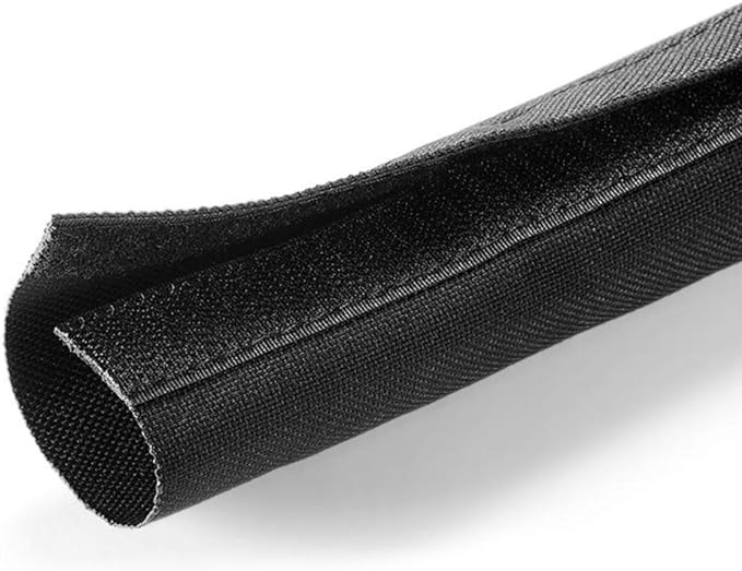 Electriduct 4" Hook and Loop Nylon Fast Wrap Sleeve Cable Management - 5 Feet - Black