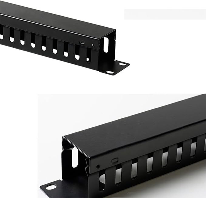 6-Pack 19 Inch 1U Cable Management Horizontal Cable Rack Mount Manager with mounting Screws for Service Rack Cabinet 24 Slot Finger Duct with Cover