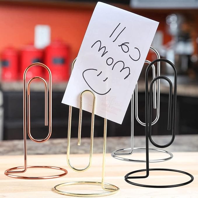 Table Number Holders, 4Pcs Jumbo Desk Paper Clip Table Place Card Holder Office Stand Memo Holders Desktop Memo Holder Picture Holder Office Accessory to Hold Bills Letters Reminders and Notes