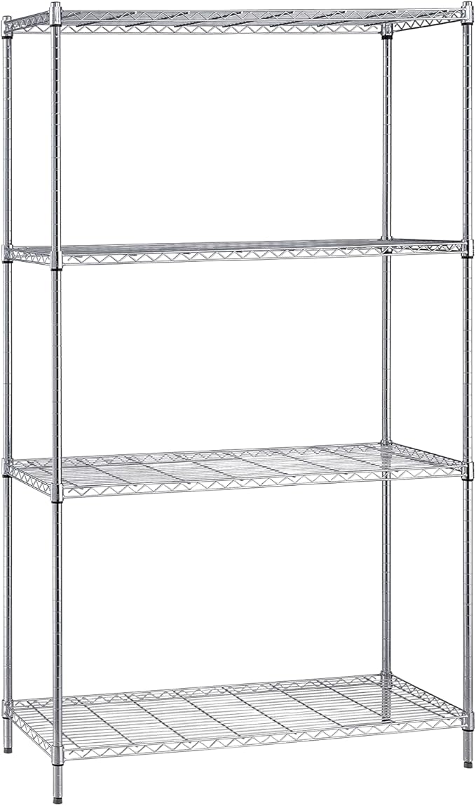 Quantum Storage Systems WR74-1236C Starter Kit for 74' High 4-Tier Wire Shelving Unit, Chrome Finish, 12' Width x 36' Length x 74' Height