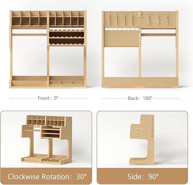 Wooden Model Kit Organizer Rack with MDF Material, Paint Rack, Screwdriver/Brush Holder, For Tamiya Paints and Tools, GK1