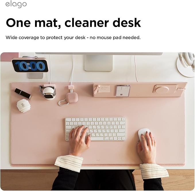 elago Smart Magnetic Desk Mat Compatible with All Magnetic Products -Paper Protector, Mouse Pad, Laptop, Non-Slip Top, Premium Waterproof Writing Pad for Office and Home (Lovely Pink) [Large]
