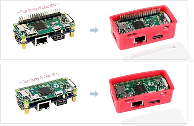 Ethernet/USB HUB HAT Board with ABS Case for Raspberry Pi Zero 2 W/Zero 2WH, with 3X USB Ports, Compatible with USB 2.0/1.1 and 1x RJ45 Ethernet Port 10/100M Auto-Negotiation